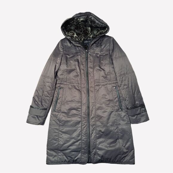 Leega Vintage Coat 100% Rabbit Fur Lining Brown Size S - Picture 2 of 8